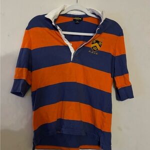 Kids Striped Polo Shirt - Blue and Orange